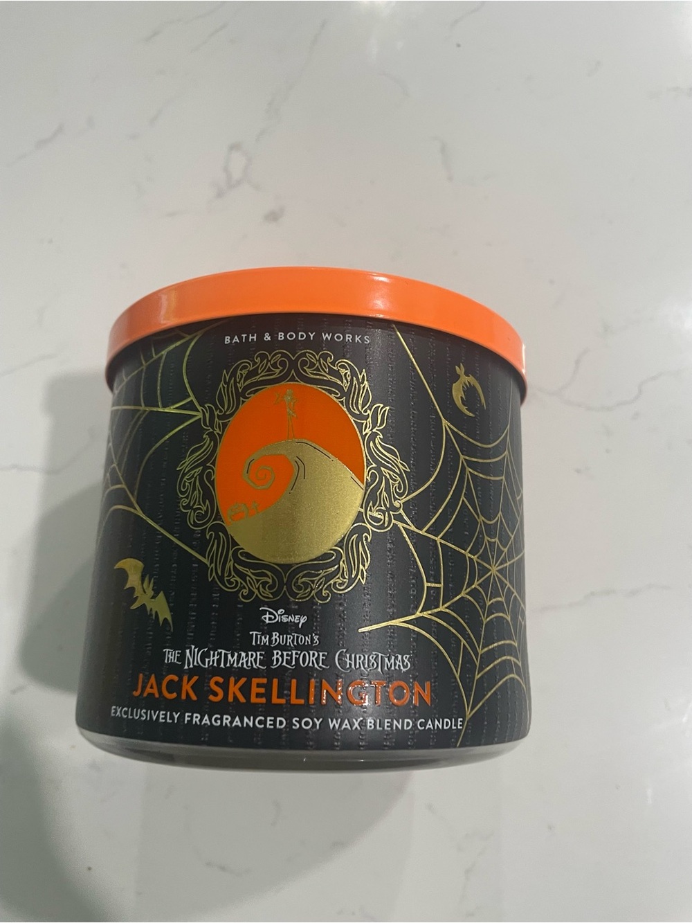 Bath & Body Works Disney Jack Skelington Pumpkin Screams 3Wick Candle 14.5oz New